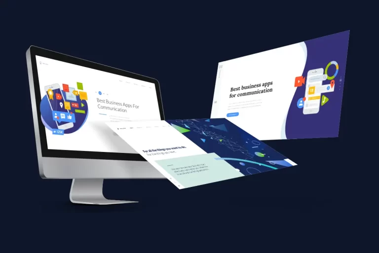 Ejemplos de landing pages en pantalla de computador y celular