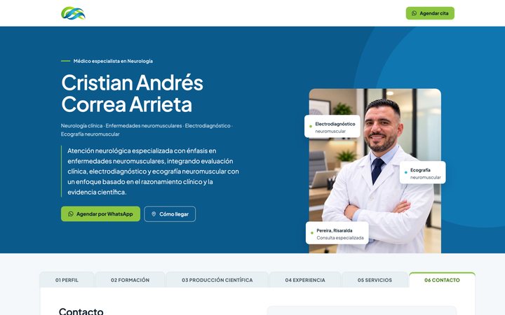 Página web del Dr. Cristian Correa, neurólogo